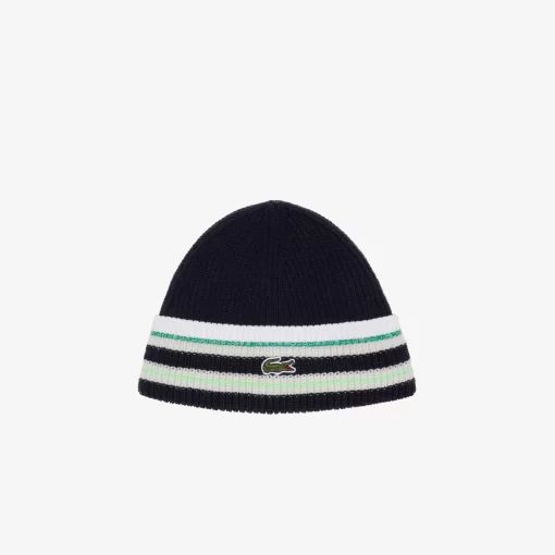 Bonnet A Rayures En Laine Cotelee Fabrique En France | Lacoste Cheap