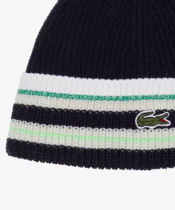 Bonnet A Rayures En Laine Cotelee Fabrique En France | Lacoste Cheap