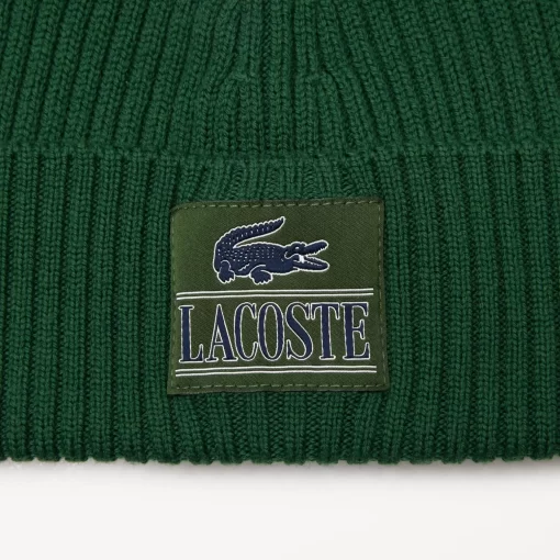 Bonnet En Laine Cotelee Avec Vignette Tissee | Lacoste Outlet