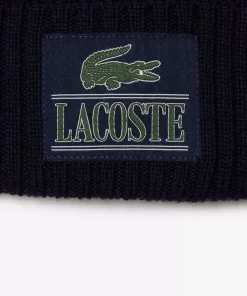 Bonnet En Laine Cotelee Avec Vignette Tissee | Lacoste Fashion