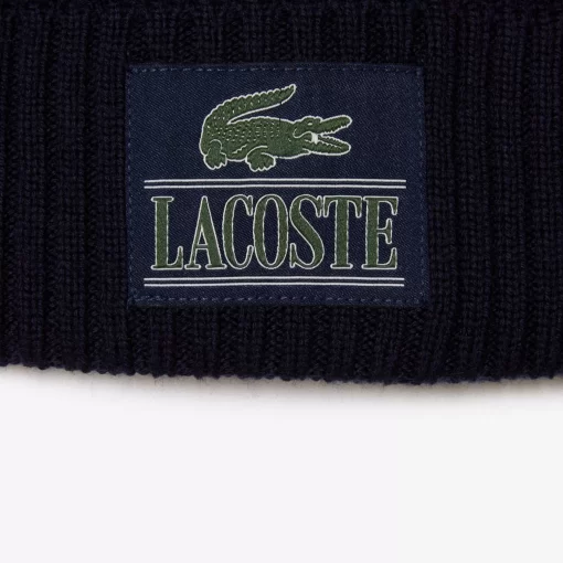 Bonnet En Laine Cotelee Avec Vignette Tissee | Lacoste Fashion