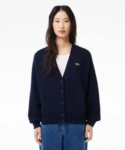 Cardigan Col V Femme En Coton Biologique | Lacoste Discount