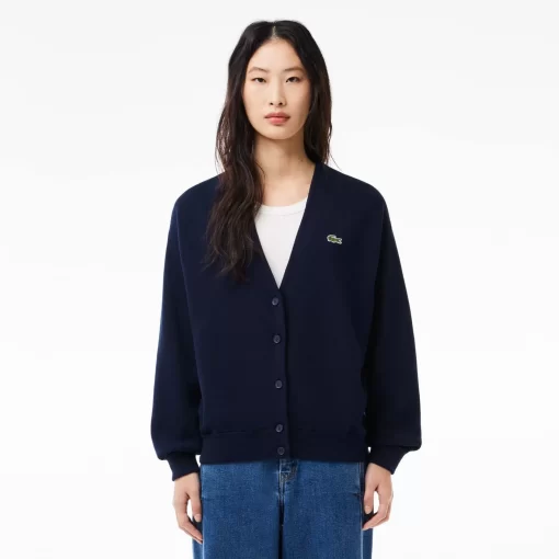 Cardigan Col V Femme En Coton Biologique | Lacoste Discount