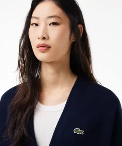 Cardigan Col V Femme En Coton Biologique | Lacoste Discount