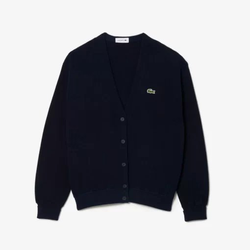 Cardigan Col V Femme En Coton Biologique | Lacoste Discount