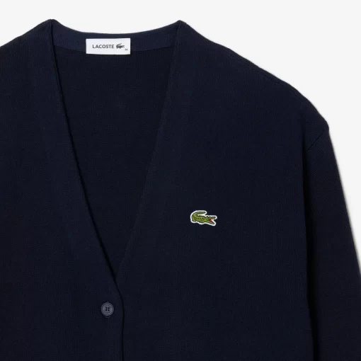 Cardigan Col V Femme En Coton Biologique | Lacoste Discount