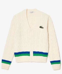 Cardigan En Laine Torsadee Avec Rayures | Lacoste Online