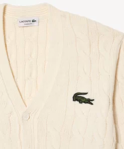 Cardigan En Laine Torsadee Avec Rayures | Lacoste Online