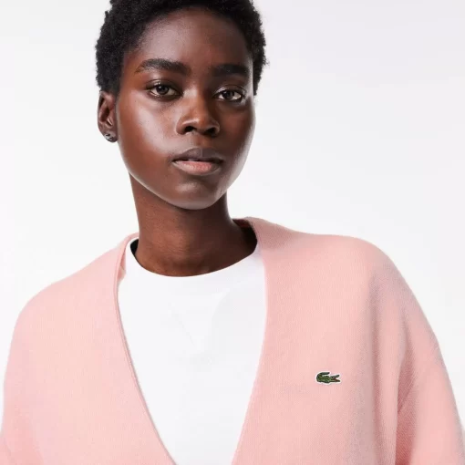 Cardigan Femme Col En V En Laine | Lacoste Discount