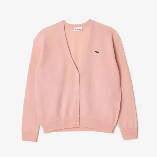 Cardigan Femme Col En V En Laine | Lacoste Discount