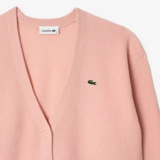 Cardigan Femme Col En V En Laine | Lacoste Discount