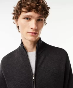 Cardigan Zippe A Col Montant En Laine Unie | Lacoste Discount