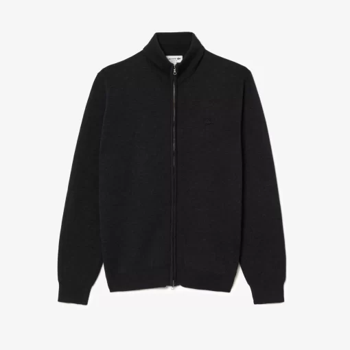 Cardigan Zippe A Col Montant En Laine Unie | Lacoste Discount