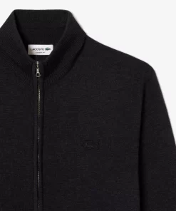 Cardigan Zippe A Col Montant En Laine Unie | Lacoste Discount