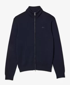 Cardigan Zippe A Col Montant En Laine Unie | Lacoste Flash Sale