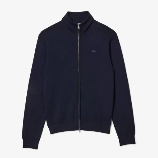 Cardigan Zippe A Col Montant En Laine Unie | Lacoste Flash Sale