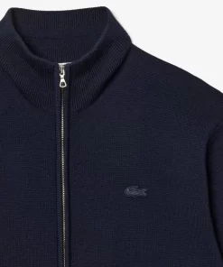 Cardigan Zippe A Col Montant En Laine Unie | Lacoste Flash Sale