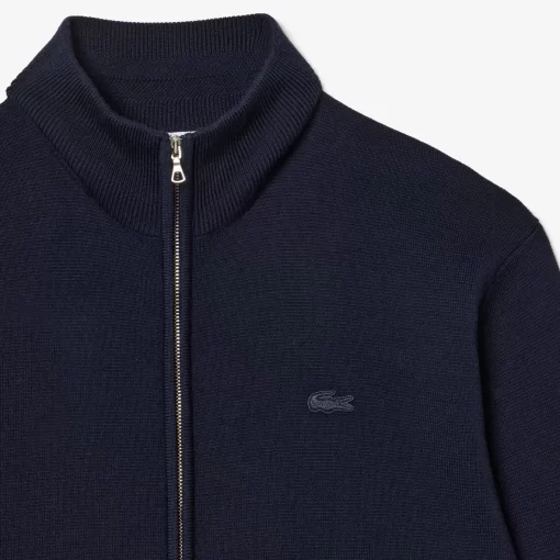 Cardigan Zippe A Col Montant En Laine Unie | Lacoste Flash Sale