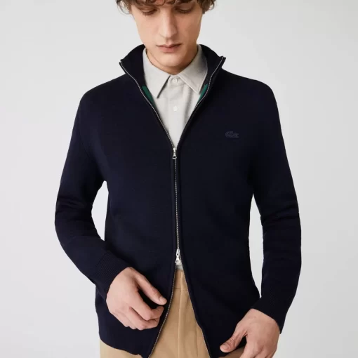 Cardigan Zippe A Col Montant En Laine Unie | Lacoste Flash Sale