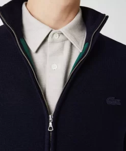 Cardigan Zippe A Col Montant En Laine Unie | Lacoste Flash Sale