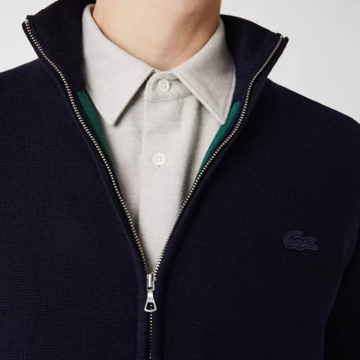 Cardigan Zippe A Col Montant En Laine Unie | Lacoste Flash Sale