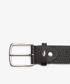 Ceinture En Cuir Graine A Boucle Carree Gravee | Lacoste Hot