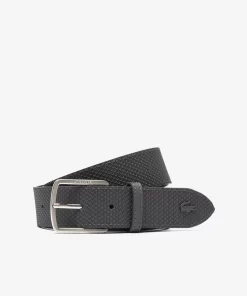 Ceinture En Cuir Texture A Boucle Gravee | Lacoste Cheap