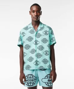 Chemise En Twill De Coton Imprime Mappemonde | Lacoste Shop