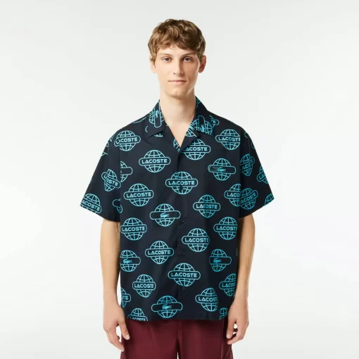 Chemise En Twill De Coton Imprime Mappemonde | Lacoste Clearance