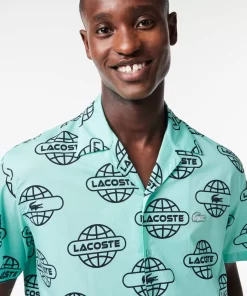 Chemise En Twill De Coton Imprime Mappemonde | Lacoste Shop