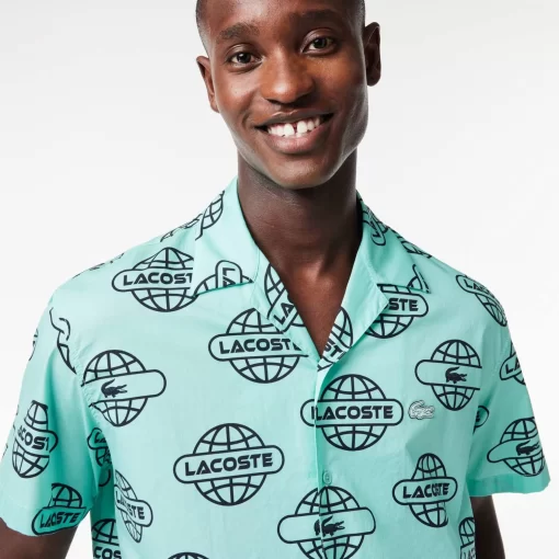 Chemise En Twill De Coton Imprime Mappemonde | Lacoste Shop