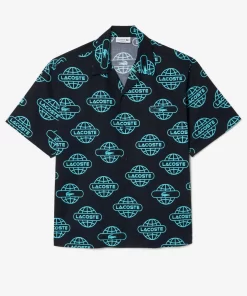 Chemise En Twill De Coton Imprime Mappemonde | Lacoste Clearance