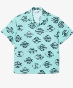 Chemise En Twill De Coton Imprime Mappemonde | Lacoste Shop