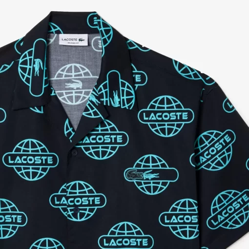 Chemise En Twill De Coton Imprime Mappemonde | Lacoste Clearance