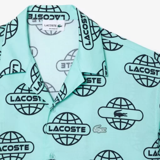 Chemise En Twill De Coton Imprime Mappemonde | Lacoste Shop