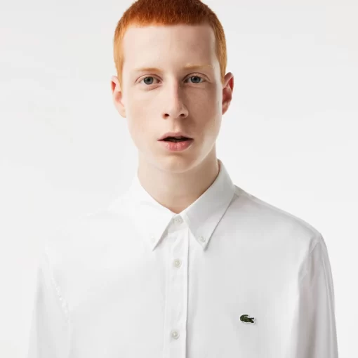 Chemise Slim Fit Unie En Coton Premium | Lacoste Cheap