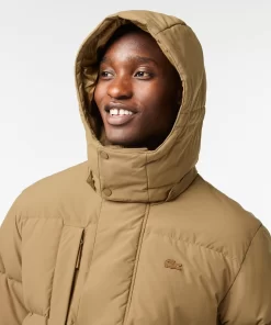 Doudoune Mi-Longue Deperlante En Duvet Avec Capuche Amovible | Lacoste Hot