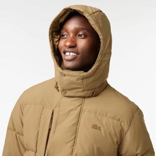 Doudoune Mi-Longue Deperlante En Duvet Avec Capuche Amovible | Lacoste Hot