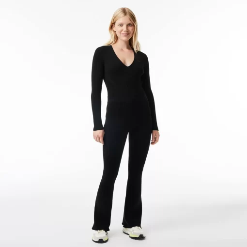 Legging Flare Sans Couture En Maille Cotelee | Lacoste Flash Sale