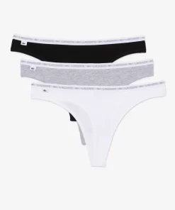 Lot De 3 Strings Siglees En Coton Stretch | Lacoste Discount