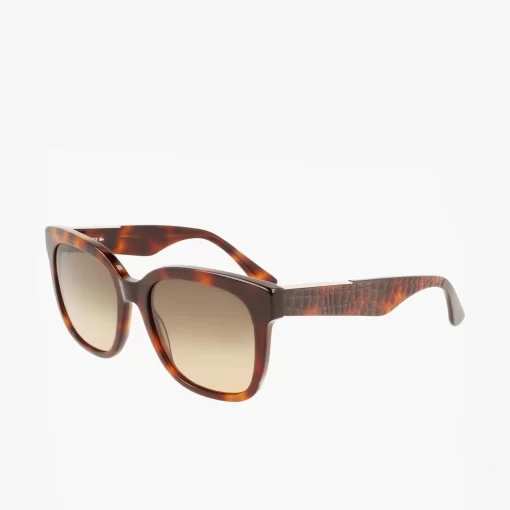 Lunettes De Soleil Femme Rectangulaires Croco Skin En Acetate | Lacoste Discount