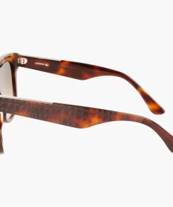 Lunettes De Soleil Femme Rectangulaires Croco Skin En Acetate | Lacoste Discount