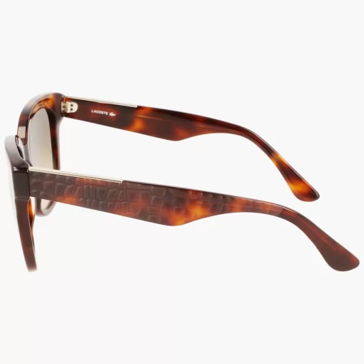 Lunettes De Soleil Femme Rectangulaires Croco Skin En Acetate | Lacoste Discount