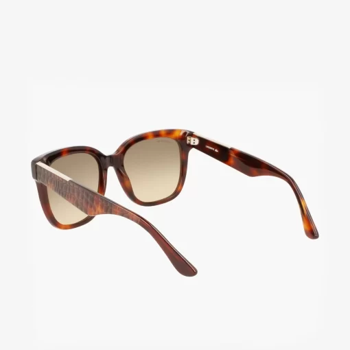 Lunettes De Soleil Femme Rectangulaires Croco Skin En Acetate | Lacoste Discount