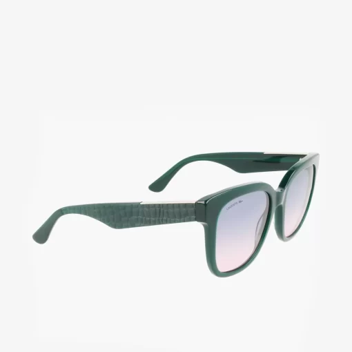 Lunettes De Soleil Femme Rectangulaires Croco Skin En Acetate | Lacoste Best Sale