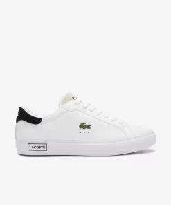 Men'S Powercourt Logo Tongue Leather Trainers | Lacoste Outlet