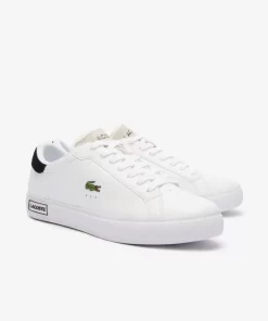 Men'S Powercourt Logo Tongue Leather Trainers | Lacoste Outlet