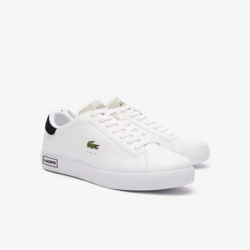 Men'S Powercourt Logo Tongue Leather Trainers | Lacoste Outlet