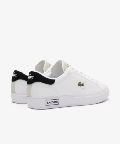 Men'S Powercourt Logo Tongue Leather Trainers | Lacoste Outlet