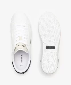 Men'S Powercourt Logo Tongue Leather Trainers | Lacoste Outlet